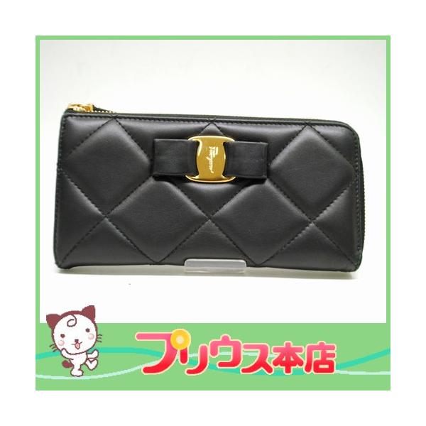 超良品‼️ サルヴァトーレフェラガモ　財布　長財布　L字ファスナー リボン サルヴァトーレフェラガモ Salvatore Ferragamo L字ファスナー長