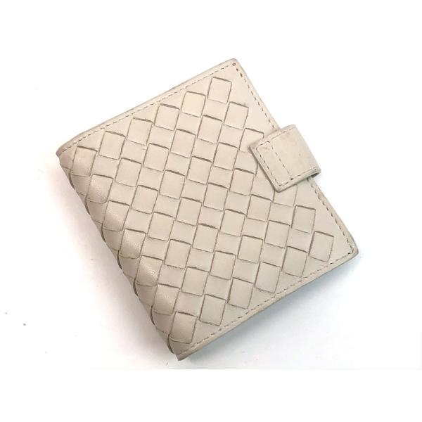 Bottega Veneta ボッテガヴェネタ イントレチャート ファッション コンパクトウォレット ミニ Veneta 二つ折り財布 ホワイト 白 二つ折り財布 レザー メンズ レディース 81 1 プリウス本店