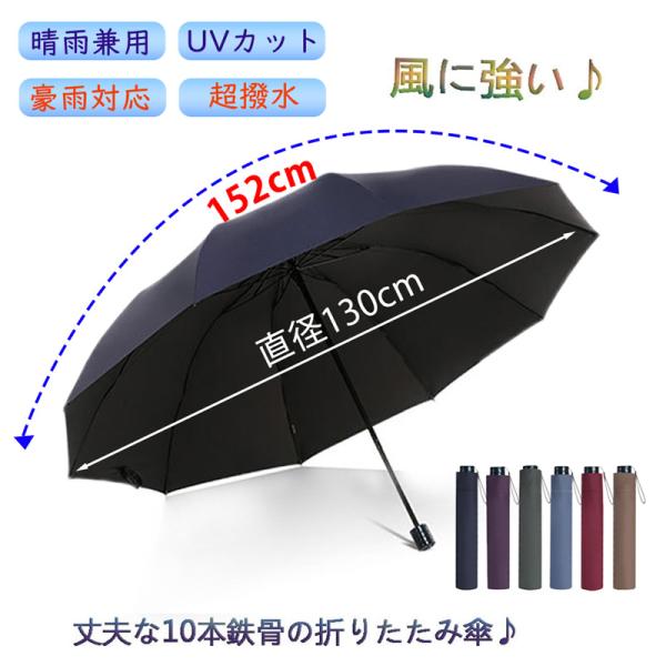 日傘 折り畳み傘 雨傘 晴雨兼用 大きい 10本 鉄骨 手開き式 手動