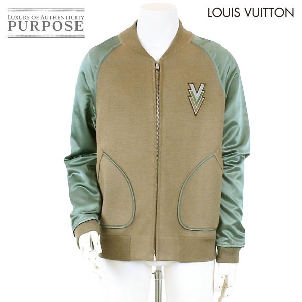 注目ブランドのギフト ブルゾン スタジャン ルイヴィトン Vロゴ シルク ニット スタジャン アウター ブルゾン Louis Vuitton グリーン Vuitton ブラウン サイズ L 15年 メンズ Lv 正規品販売衝撃価格