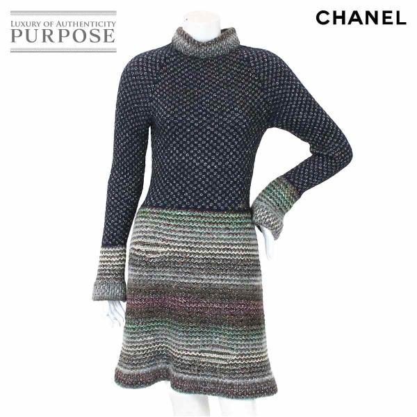 シャネル Chanel ニット ワンピース グラデーション カラー 長袖 長袖 ニット Cocoマーク ネイビー ワンピース 40 P41 レディース Purposeパーパス ヤフー店