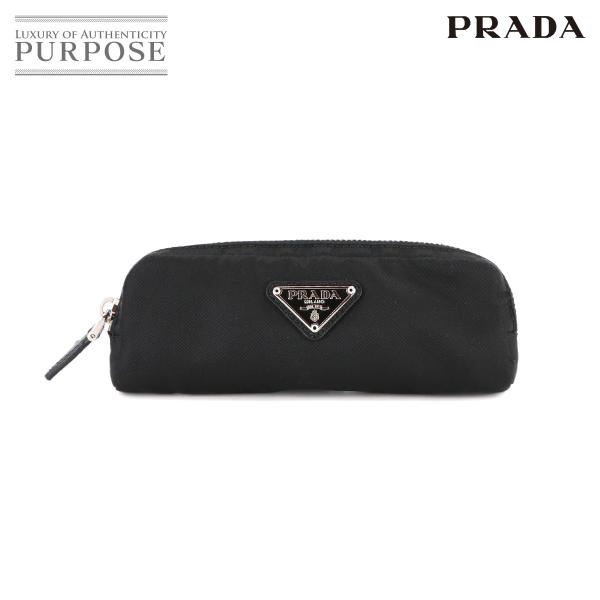 新品同様 プラダ PRADA ミニ ポーチ ナイロン ブラック 1M1186 シルバー 金具 キーリ...