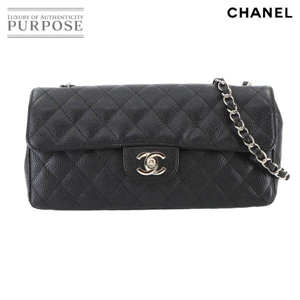 【広尾店】 シャネル CHANEL イーストウエスト 横長マトラッセ チェーンショルダーバッグ キャビアスキン ボルドー 10番台 【15788】 CHANEL（シャネル） 新品同様 マトラッセ イーストウエスト チェーン