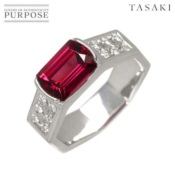 TASAKI タサキ 11号 リング ガーネット ダイヤ 0.18ct K18 WG