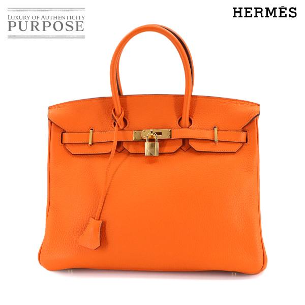 新品同様 エルメス バッグ バーキン35 トゴ オレンジ ハンド バッグ □M刻印 レディース 90304783 【中古】ブランド HERMES（エルメス） 新品同様 バーキン35 トゴ オレンジ ハンド バッグ