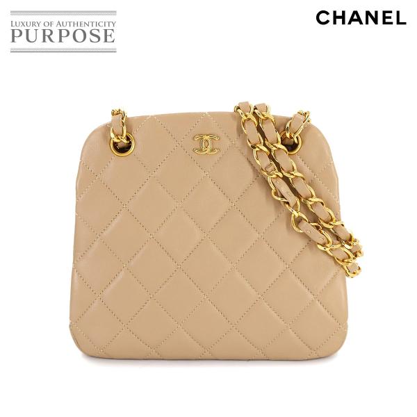 新品同様ヴィンテージ CHANEL ベージュ レザー ハンドバッグ CHANEL（シャネル） 新品同様 マトラッセ がま口 チェーン ショルダー