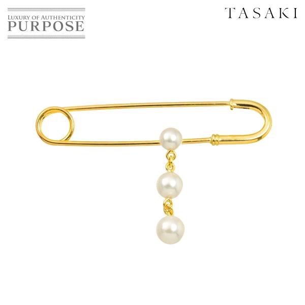 TASAKI アコヤ真珠 ダイヤモンド　ピンブローチ K18 TASAKI（タサキ） アコヤ真珠 5.5-4.5mm ピンブローチ K18 YG イエロー