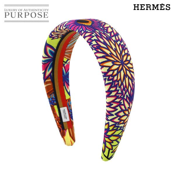 新品同様 エルメス HERMES ジナ カチューシャ Wild Singapore ワイルドシンガポール シルク マルチカラー アクセサリー Headband 90320085