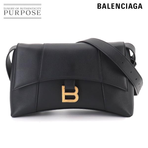 新品同様 バレンシアガ BALENCIAGA ダウンタイム XS ショルダー バッグ レザー ブラック 671355 アワーグラス Downtown XS Bag 90331271