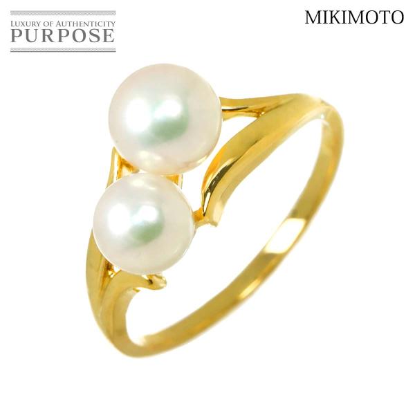 ミキモト MIKIMOTO 12号 リング アコヤ真珠 6.3-5.6mm K18 YG イエローゴールド 750 真珠 指輪 Akoya Pearl Ring 90332725