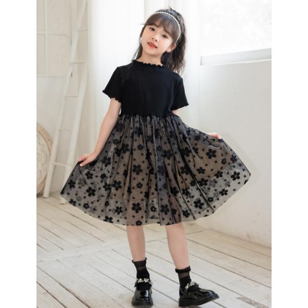 子供ドレス 子どもドレスフォーマルピアノ発表会ドレス 黒 女の子ワンピースコンクールセレモニードレス 結婚式