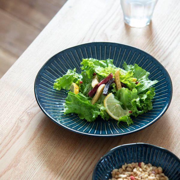 美濃焼 インディゴ十草 23cm皿 日本製 : カフェ食器のプチスーベニア