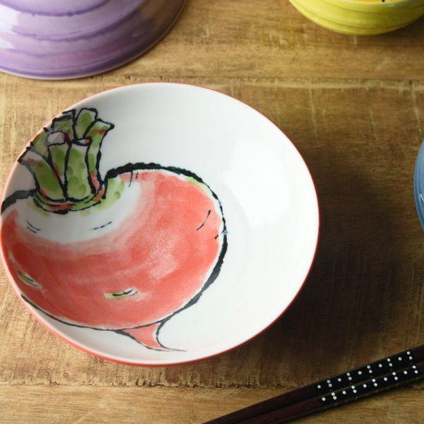 美濃焼 絵手紙 18.5cm浅鉢 赤かぶ 日本製 : カフェ食器のプチ