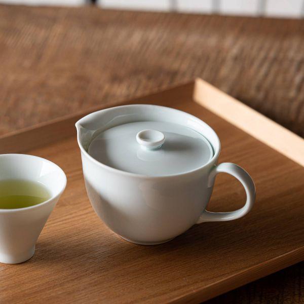 美濃焼 茶白 ポット 青白磁　　日本製