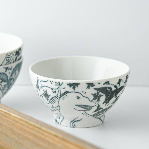 美濃焼 いきものずかん 11cmごはん茶碗 きょうりゅうのなかま　　日本製