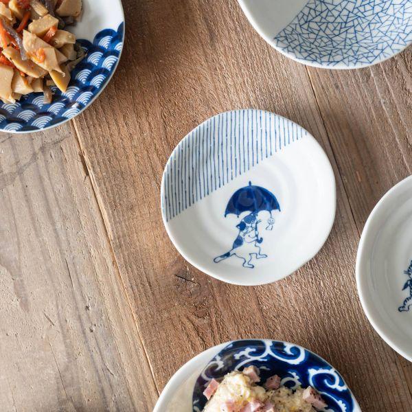 美濃焼 猫 シチタ ソメネコ 13cm皿 十草 日本伝統模様 日本製 : カフェ