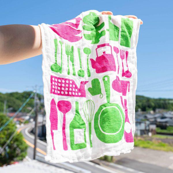 奈良 Atelier FOLK 5枚合わせのかや生地ふきん キッチンの道具たち 日本製