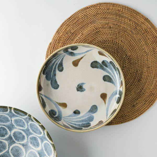 美濃焼 Brush Blue パスタボウル 唐草 20 cm　　日本製