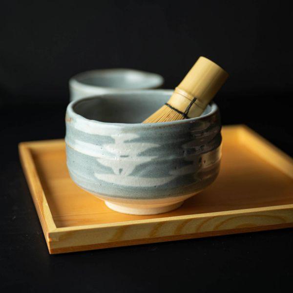 美濃焼 抹茶碗 鼠志野山水木箱入り 日本製 : カフェ食器のプチ