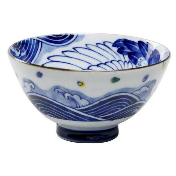 アワサカ マイボウル 染付 舞鶴 茶碗 12.5cm　　日本製