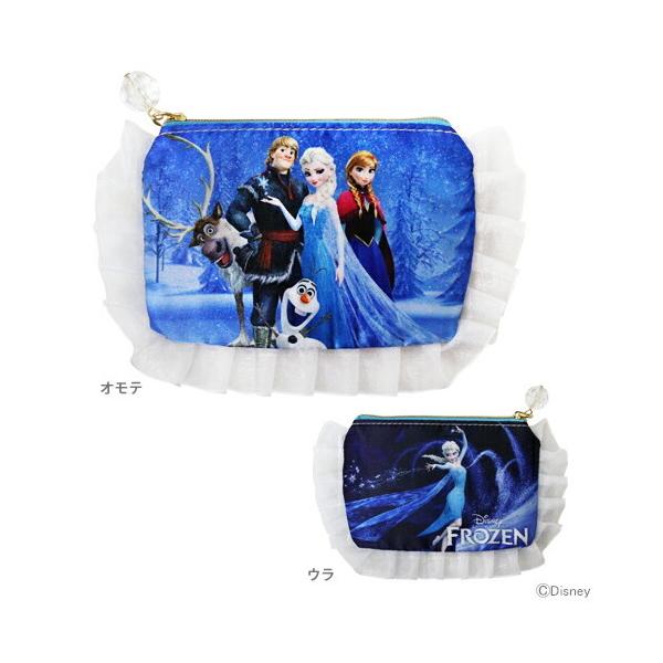 シフォンのレースがオシャレなフラットポーチ！カバンに入れやすいミニサイズ☆オラフとスヴェンのおどけた表情もカワイイ！【仕様】サイズ：W135×H90mm素材：ポリエステル※お使いの画面環境により画像の色味に多少の差異が生じます。予めご了承く...