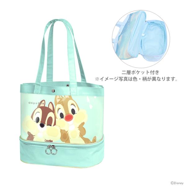 クリア素材がかわいい2層式のプールバッグ！完全透明ではないので、中が透けにくくて安心♪ボトム部分と2層に分かれた収納スペースでサンダルや濡れた物を分けて収納できます◎【仕様】本体サイズ：約W410×H290mm×D175mm材質：PVC、エ...