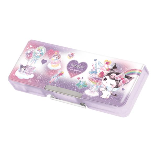 ファンシーなデザインがかわいい筆箱が登場！両面開きで鉛筆6本とお名前ペンが収納できる大容量のタイプ！コンパクトタイプなのでランドセルに入れやすい♪取り外し可能な鉛筆削りと時間割カード付き◎【仕様】本体サイズ：約W85×H220×D30mm両...