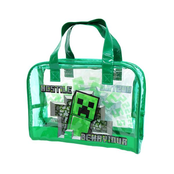 マインクラフトのビニールトートバッグが登場！水辺のレジャーやスポーツ、温泉や海、プールなどで大活躍、ボストン型のバッグです。マチがあるのでタオルや水着、着替えなどをすっきり入れらます♪中身が出ないファスナー開閉式で安心！【仕様】サイズ：約W...