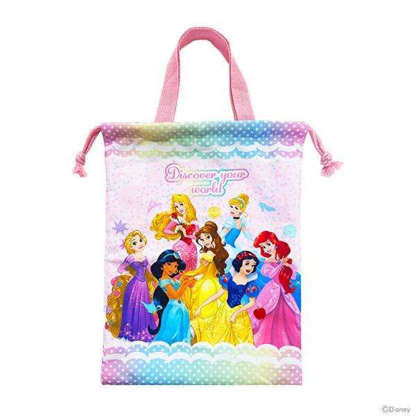 ディズニープリンセスのかわいい持ち手付き巾着が登場！上靴や体操服を入れるのにぴったりです◎持ち手付きで持ち運びに便利◎入学や新年度の準備にピッタリです♪【仕様】本体サイズ：約W240×H320mm材質：ポリエステルプリンセス　グッズ　シュー...