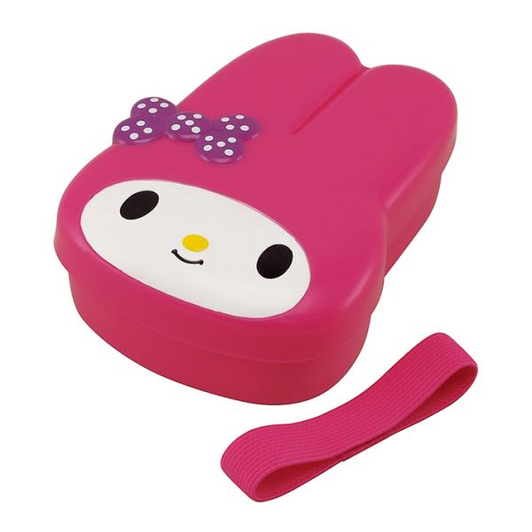マイメロディのお弁当箱が登場！こども用にぴったりサイズと形がかわいい♪中子つきで、おかずなどを分けるのに便利◎【仕様】本体サイズ：約W107×H150×D50mm容量：370ml材質：フタ・本体・中子：ポリプロピレンランチベルト：天然ゴムサ...