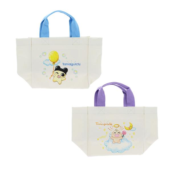 「たまごっち」のステーショナリーシリーズが登場！懐かしい色鉛筆のタッチのオリジナルデザインです♪ちょっとしたお出掛けにぴったり！帆布生地のミニトートバッグです♪マチが広く内ポケット付きで便利◎ランチバッグとしても使えます◎【柄】・バルーン・...