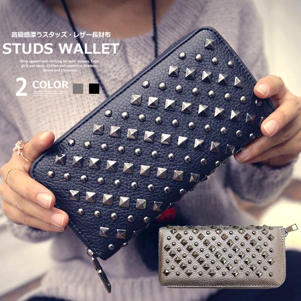 SHISKY レディース スタッズ ラウンドファスナー 長財布 ロング SHISKY レディース スタッズ ラウンドファスナー 長財布 ロング