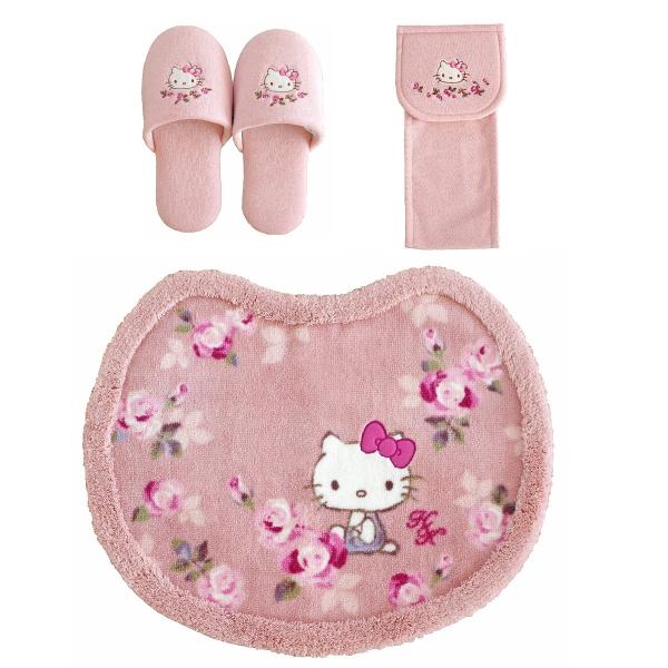 最終価格3点セット 新品タグ付き ハローキティ ラグ インテリアマット スリッパ オカ ハローキティ トイレマット セット 3点 スリッパ ホルダー