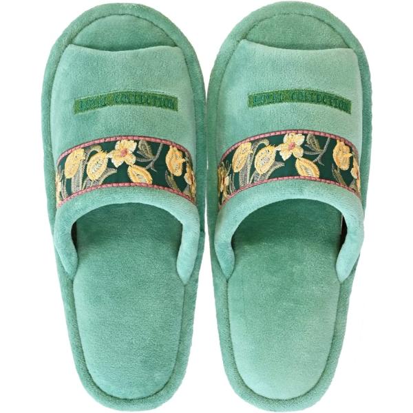●北欧おしゃれな人気柄　オカ ロイヤルコレクション アーツ　スリッパです。カラーバリエーションには、エレガントなピンク、植物モチーフを引き立てるグリーン、トレンドカラーのグレーで花の色とベースの色合いがとても美しいです。商品詳細スリッパ素材...