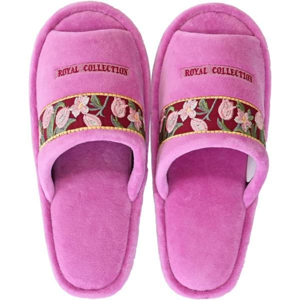●北欧おしゃれな人気柄　オカ ロイヤルコレクション アーツ　スリッパです。カラーバリエーションには、エレガントなピンク、植物モチーフを引き立てるグリーン、トレンドカラーのグレーで花の色とベースの色合いがとても美しいです。商品詳細スリッパ素材...