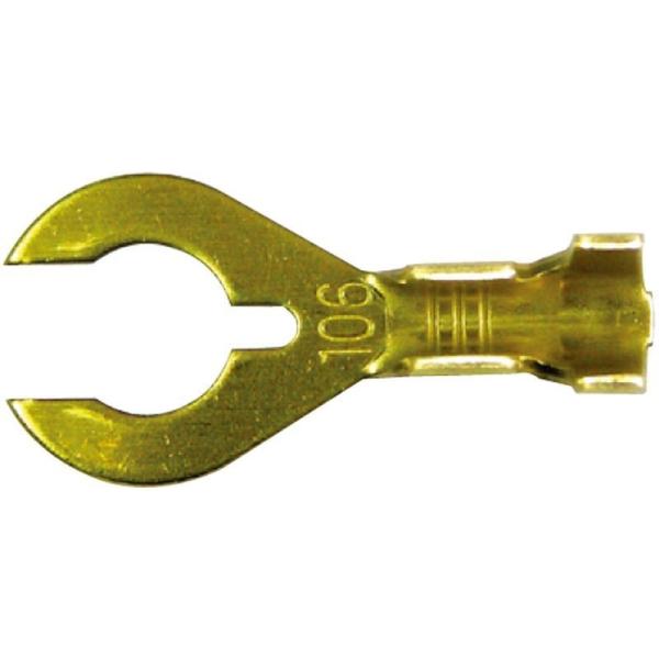 圧着ターミナル (クワガタ端子) 0.5〜1.25sq 穴径6mm 100個入 / 4013-A