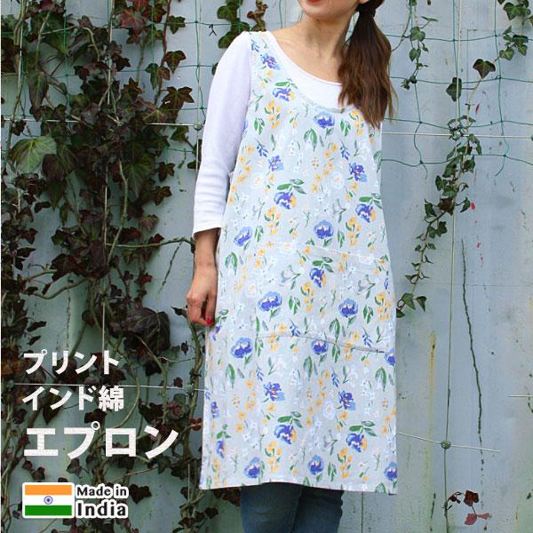 エプロン プリント 花柄 インド綿 ワンピース Tm3005 アジアン雑貨プワンプワン 通販 Yahoo ショッピング