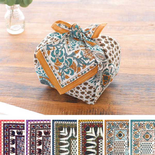 バンダナ ハンカチ コットン プリント 52cm x お弁当包み インド綿