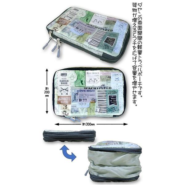 [Release date: November 19, 2025]ダヤンの両面開閉の軽量トラベルポーチです。荷物が増えるとマチを広げて容量を増やせます。-----＜スペック＞本体生地ポリエステル100%、他部材(ファスナー等)サイズ：約20...