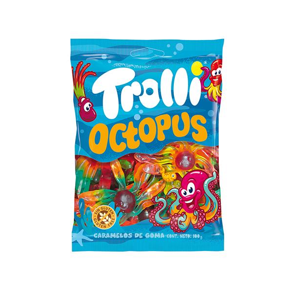 カラフルでユニークなタコの形をしたストロベリーフレーバーのグミキャンディ。