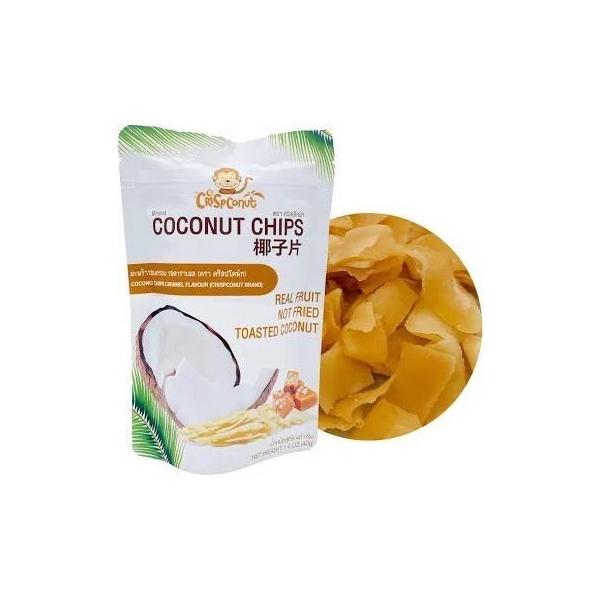 ココナッツチップス（キャラメル）【原材料名】ココナッツ、砂糖、食塩／香料【内容量】40g【原産国】タイ【アレルゲン】特定原材料7品目不使用