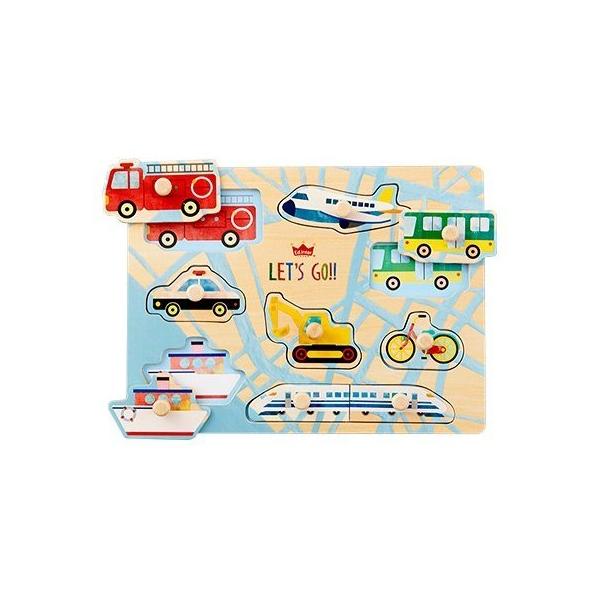 知育玩具　木のパズル　わくわくのりもの 1歳半 エドインター