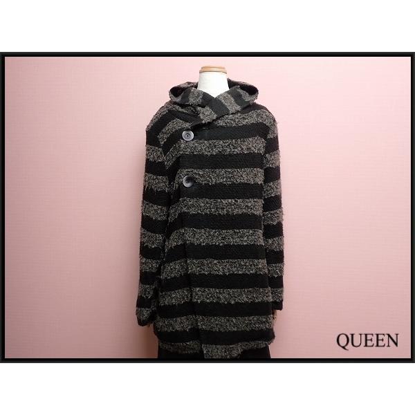 Majo Majo フード付きコート・M-L□マジョマジョ/ボーダー/21*12*4-3