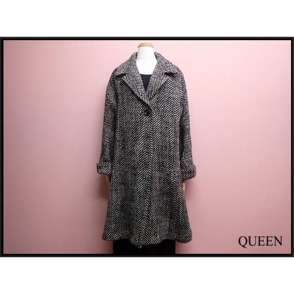 PINORE ロングコート・42□ピノーレ/ツイード/100サイズ/レディース