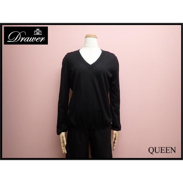 Drawer バックリボン Vネックニット・2□ドゥロワー/カシミヤ×シルク