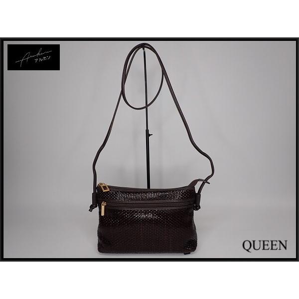 【アンティーク】【ARUKAN / アルカン】 本革 / セカンドバッグ Arukan ARUKAN レザーショルダーバッグ☆アルカン/編み込み/22*5