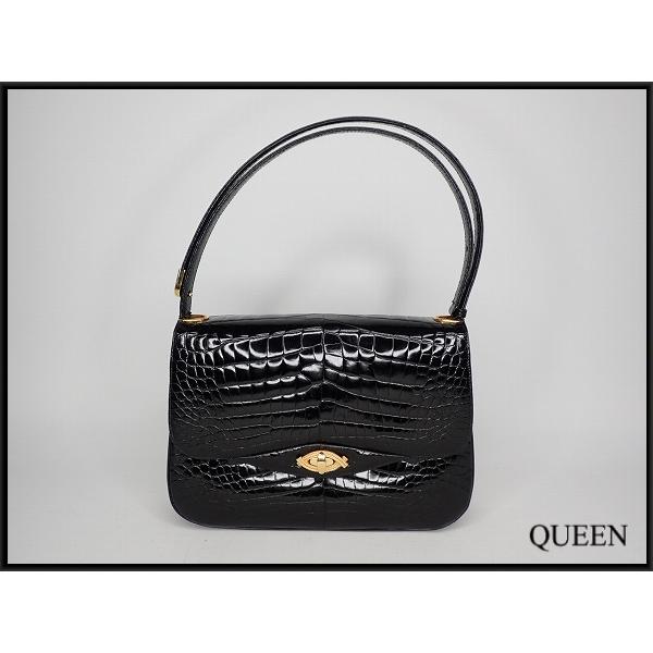 V*e様 【フランス製】黒 ベビークロコ バッグ Michele France クロコダイルレザーバッグ☆ミッシェルフランス