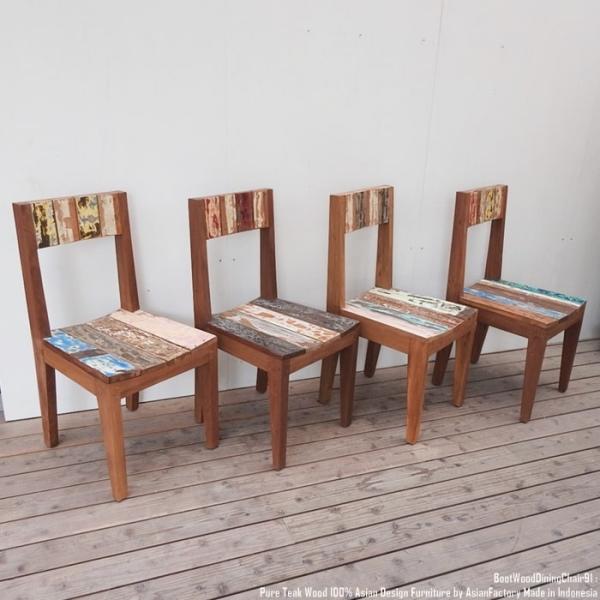 ボートウッド ダイニングチェア 91 船古材 椅子 ボート再生家具 古材