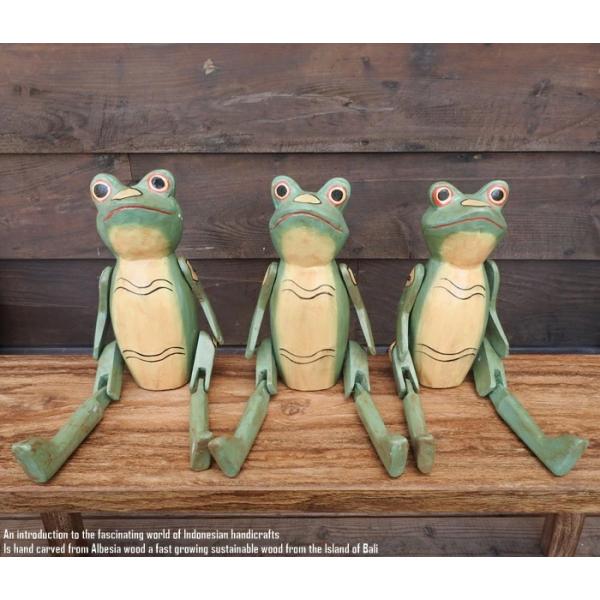 お座り カエルさん Lサイズ ウェルカム人形 蛙 かえる 木製 木彫りの