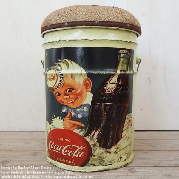 Coca-Cola コカ・コーラ ペール缶スツール 椅子 4個セット ペール缶 クッションスツール Cola Boy [コーラボーイ] 収納付き椅子